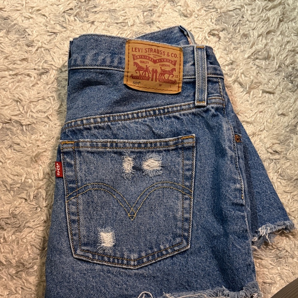 Levi's Distressed Blue Denim Shorts